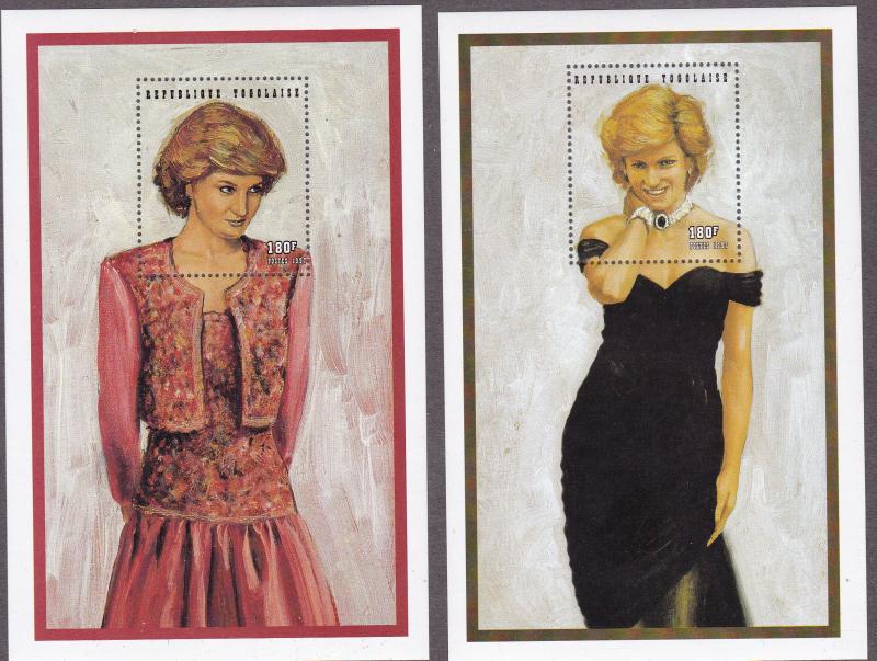 Togo 1997 Princess Diana Royal Gowns Souvenir Sheets (6) Post Office Fresh NH