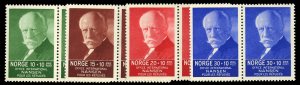 Norway #B5-8 Cat$90, 1935 Nansen, set of four horizontal pairs, never hinged