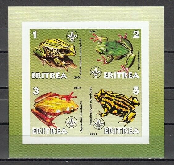 Eritrea, 2001 Cinderella issue. Frogs IMPERF sheet of 4. *