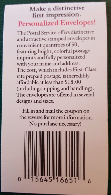 US SCOTT  BK208 BOOKLET