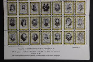 Famous Americans 35 poster stamp society Mint souvenir sheet 1940 NPSS 87 art DM