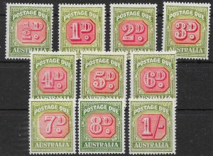 AUSTRALIA SGD119/28 1946-57 POSTAGE DUE SET MTD MINT*