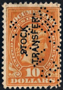RD17 $10.00 Revenue: Stock Transfer (1918) Perfin