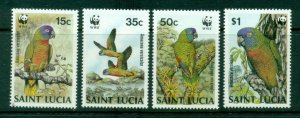 St Lucia 1987 WWF, Amazonian Parrots, Birds MUH