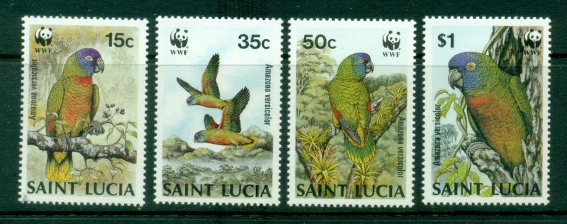 St Lucia 1987 WWF, Amazonian Parrots, Birds MUH