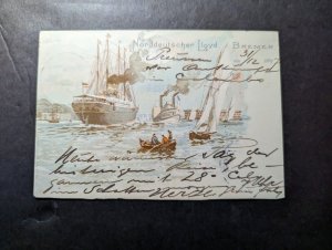 1897 Germany Seapost Postcard Cover Colombo to Reutlingen Norddeutscher Lloyd