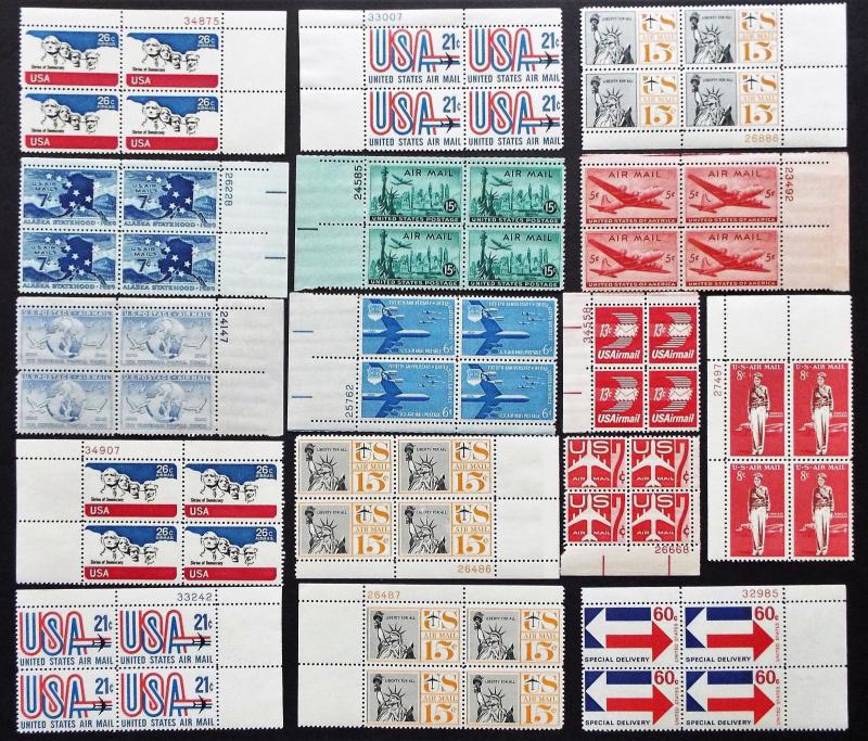 US MNH Air Mail Plate Block Collection