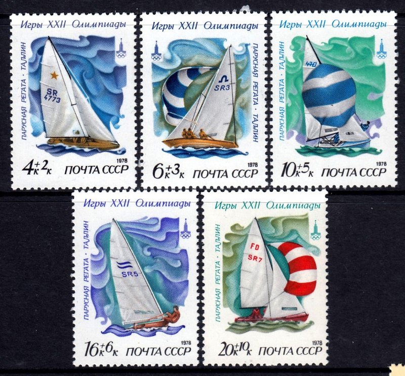 Russia USSR 1978 Moscow Olympics - Yachts Complete Mint MNH Set SC B79-B83