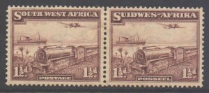 South West Africa SWA Scott 110 - SG96, 1937 Mail Train 1.1/2d Pair MH*