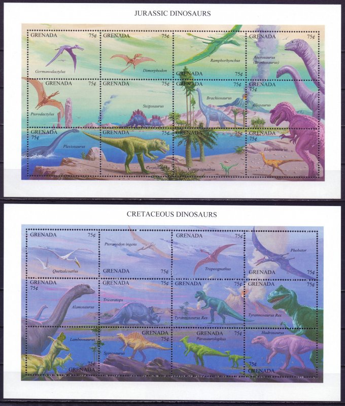 Grenada. 1994. 2738-41, bl365.366. Dinosaurs. MNH.