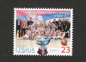 SERBIA-MNH** STAMP-SPORT-THE EUROPEAN CHAMPIONS IN BASKETBALL FOR WOMEN-2015.