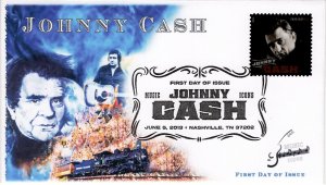 AO-4789-2, 2013, Johnny Cash, FDC, Add-on Cachet, Pictorial Postmark, Music Icon