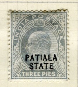 INDIA; PATIALA STATE 1903 early Ed VII issue fine Mint hinged 3p. value