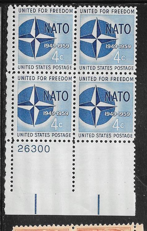 US #1127 NATO  4c  Plate  block of 4 (MNH) CV $1.00