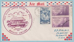 UNITED STATES FIRST FLIGHT COVER - 1934 ROANOKE VIRGINIA - CV301