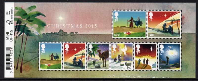 Great Britain Sc 3453 2015 Christmas stamp sheet mint NH