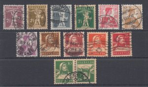 Switzerland Sc 154, 155, 162, 164-166, 168d, 170, 173, 177, 178 used. 12 differe