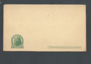 UX27 Postal Card Miscut 1c Green Mint