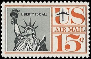 U.S. Scott # C58  1959 15c blk & org  Statue of Liberty  mint-nh- vf