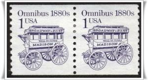 SC#2225 1¢ Omnibus Coil Pair (1986) Used