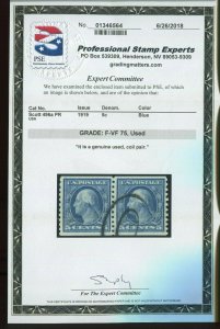 Scott #496a Washington Small Holes Var USED Pair of 2 Coil Stamps w/PSE Cert!!!!