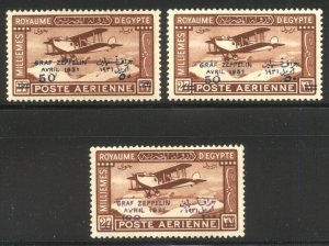 EGYPT #C3, 3a, 4 Mint - 1931 Airmails