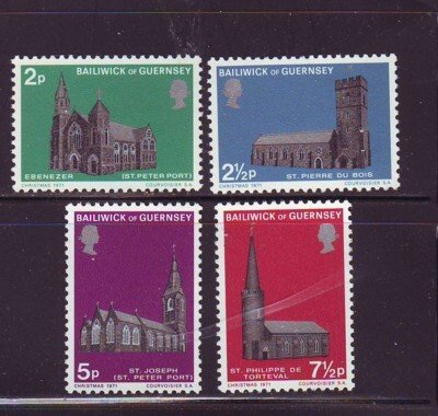 Guernsey Sc 60-3 1971 Christmas Churches stamp set mint NH