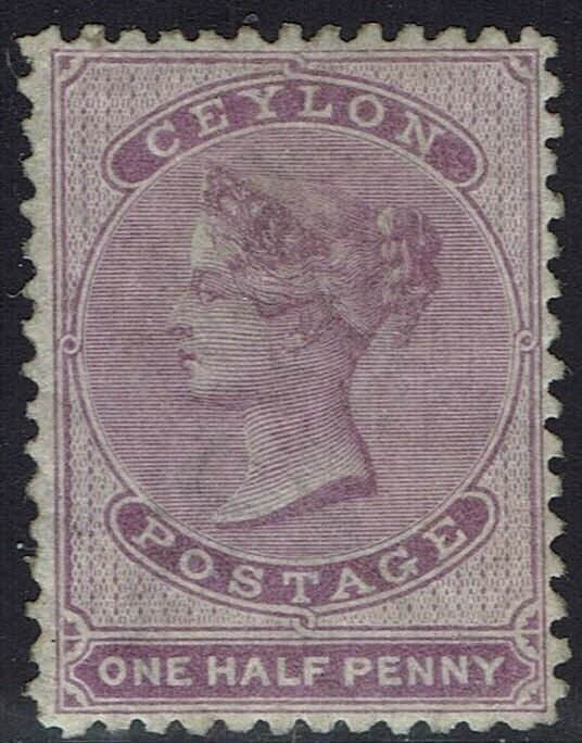 CEYLON 1863 QV ½D WMK CROWN CC SG TYPE W5