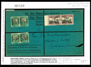 W125 1929	South-West Africa Official Overprints Windhoek/Grahamstown