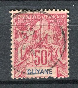 FRENCH GUIANA; 1890s classic Tablet type used Shade of 50c. value