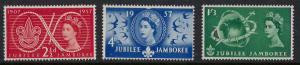 GREAT BRITAIN Sc#334-336 World Scout Jubilee Jamboree (1957) MNH