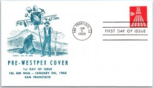 U.S. FIRST DAY COVER PRE-WESTPEX COVER 10c AIR MAIL RATE MINER'S COAT OF ARMS B