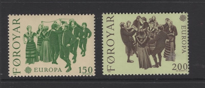 Faroe Islands #63-64  (1981 Europa  Traditional Dance set) VFMNH CV $0.90