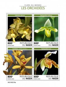 NIGER - 2019 - Orchids - Perf 4v Sheet - Mint Never Hinged