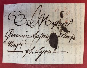 France, 1811, Stampless Cover/2 Page Folded Letter, sent from Dole to Lyon