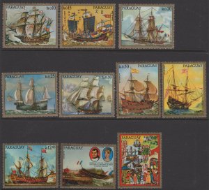 Paraguay 1972 MNH Sc 1430a-e, 1431-35 Paintings Sailing Ships