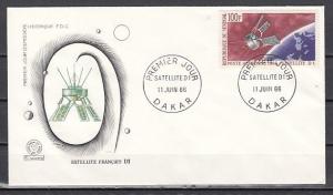 Senegal, Scott cat. C46. French Space Satellite D1. First day cover