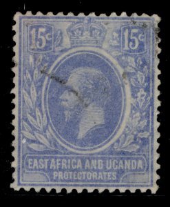 EAST AFRICA and UGANDA GV SG70, 15c bright blue, USED. Cat £21.