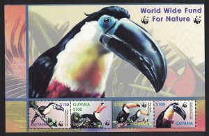 Guyana Birds WWF Toucans 4v Top Strip 2003 MNH SC#3792 a-d SG#6406-6409