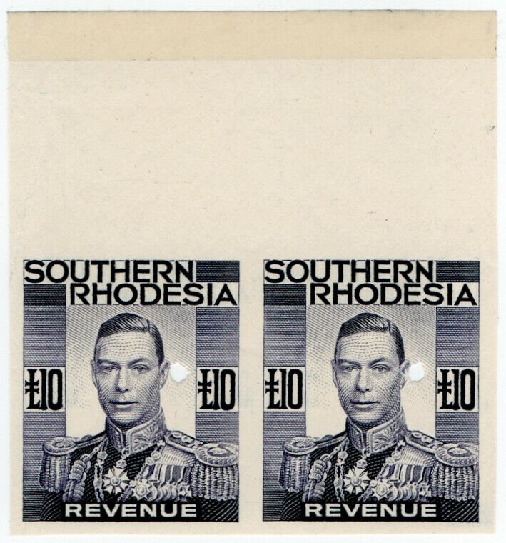 (I.B-BOB) Southern Rhodesia Revenue : Duty Stamp £10 (printer's proof)