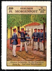 1914 Germany Poster Stamp Berlin Morning Post Our Infantry On The Shooting Range