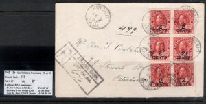 Canada #140 Very Fine Used Block & Pair On Cover To Peterborough