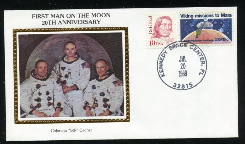 First Man on Moon 20th Anniversary Colorano Silk Cachet