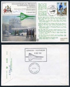 FF16c 50th Ann 1st Flight from England to Australia by a Woman Signed Cover