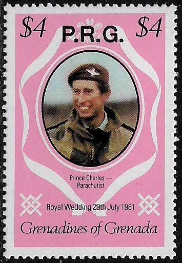 Grenada, Grenadines #O20 MNH Stamp - Official - Prince Charles - Parachutist