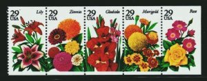 U S Scott #2829-2833 29c Jardin Fleurs Volet De 5 VF Nh Menthe