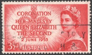 Australia SC#259 3½d Coronation of Queen Elizabeth II (1953) Used