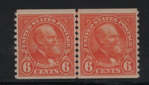 723 Line pair VF+  OG mint lightly hinged nice color cv $ 60 ! see pic !