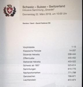 Auction catalogue SCHWEIZ Giradet Classic SWITZERLAND Stamps and Covers