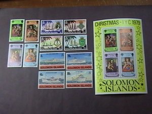 SOLOMON ISLANDS # 413-424-MINT/NH---3 COMPLETE SETS + SOUVENIR SHEET---1979-80